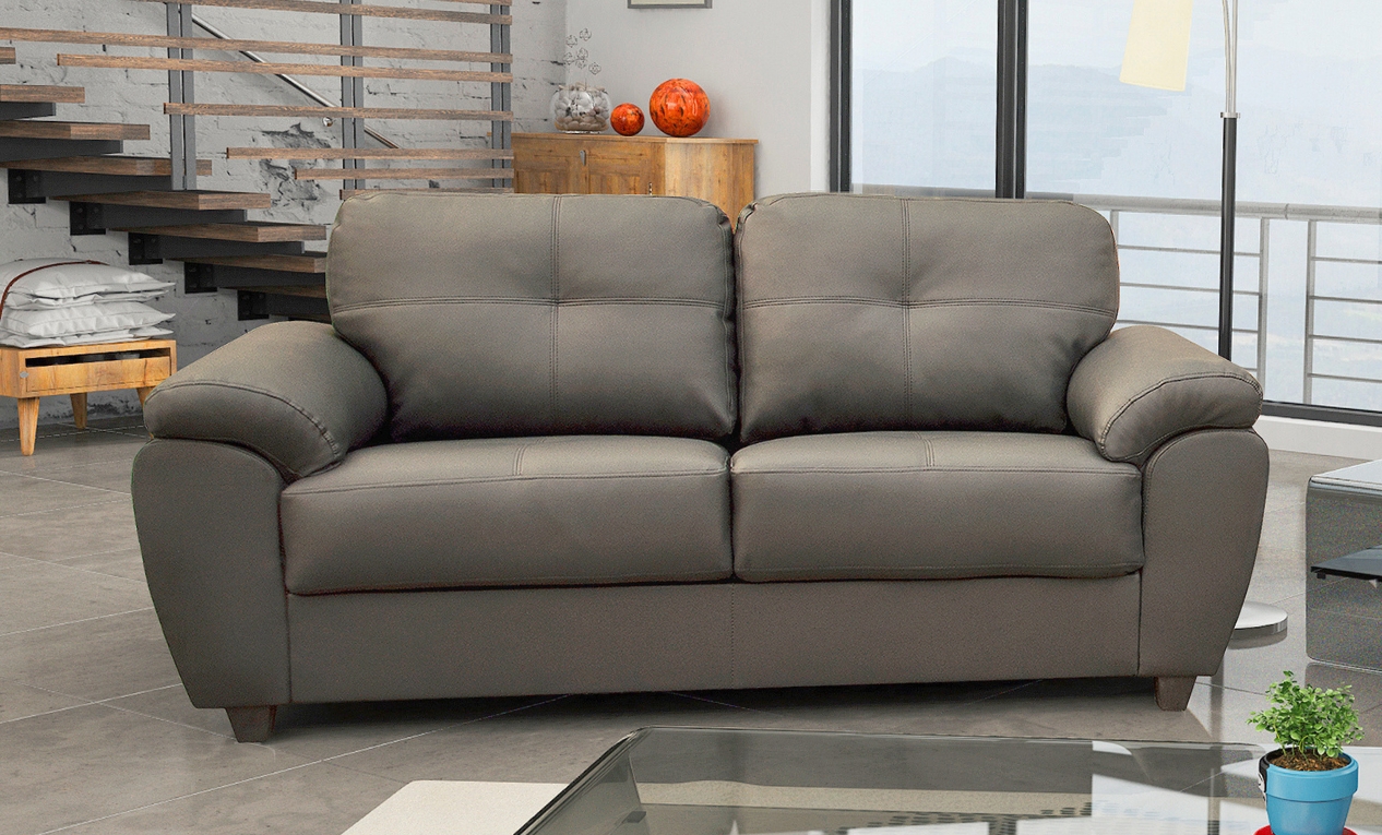 Capri 3 Seater Black Leather Sofa 